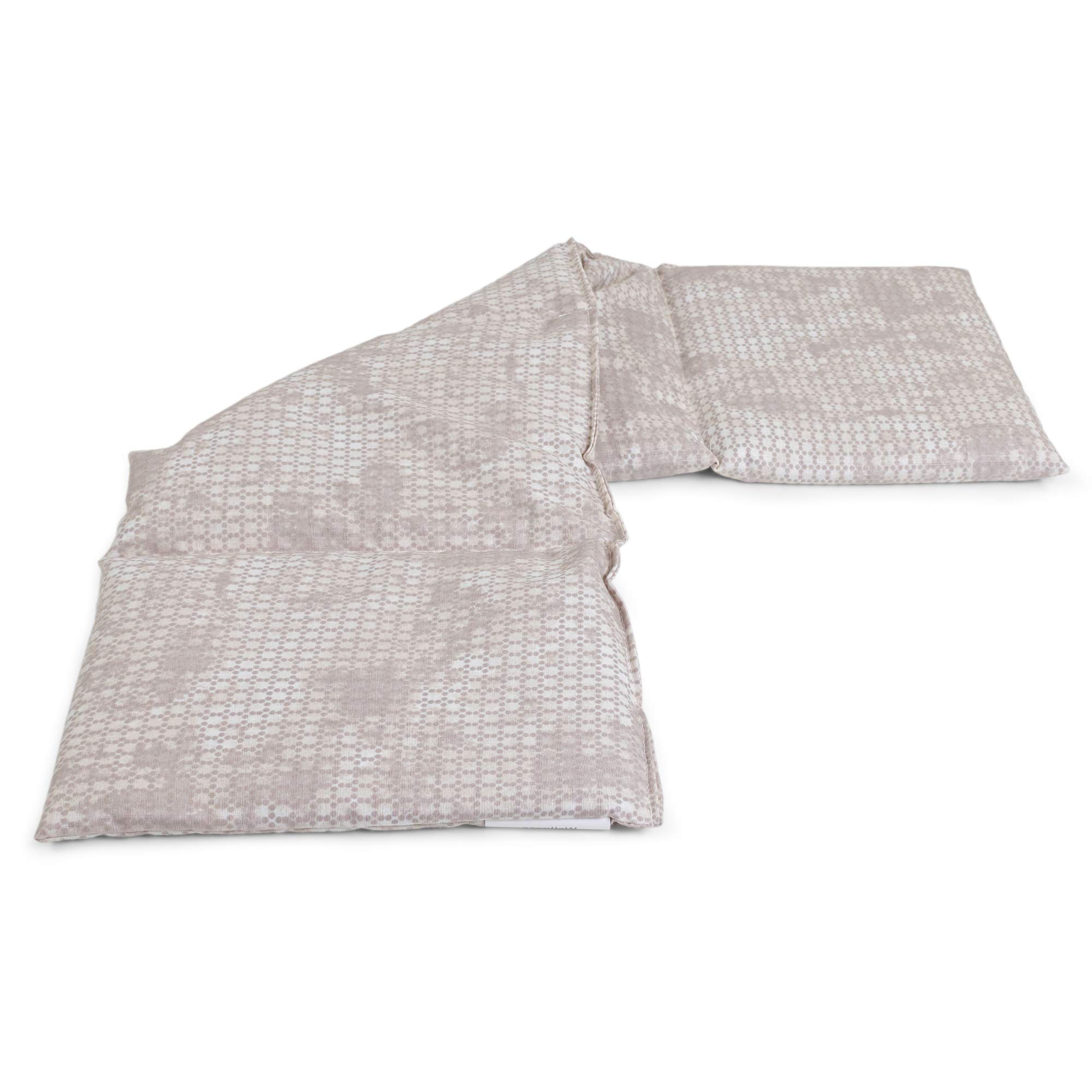 Almohada térmica compartimentada en 4 con semillas de grosella 60x20cm - Saco térmico para microondas - Calor y frío - Cojín térmico con semillas (Color: shabby chic gris-beis)