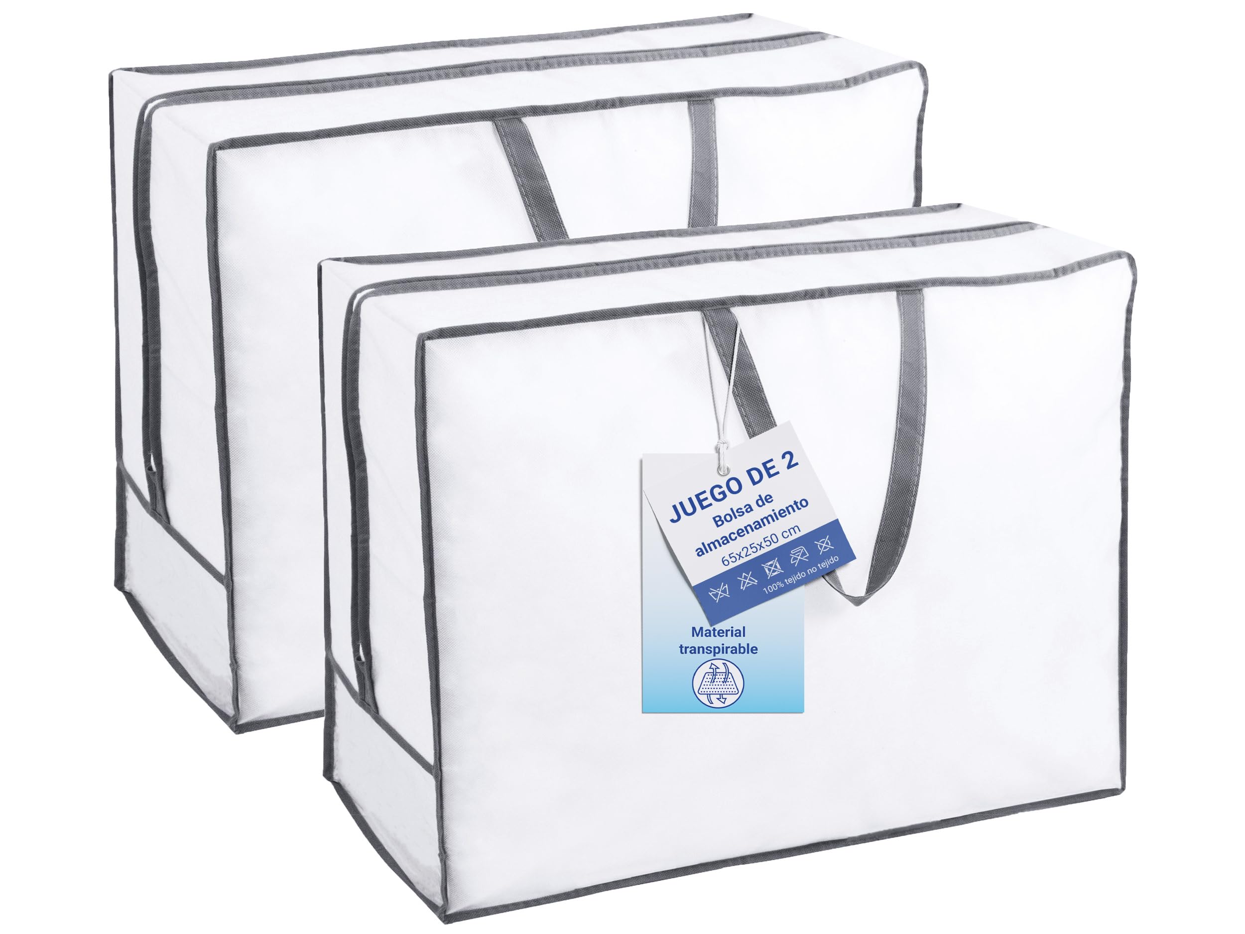 ZOLLNER24 2 bolsas de almacenamiento de ropa gran capacidad plegable 65x25x50 cm