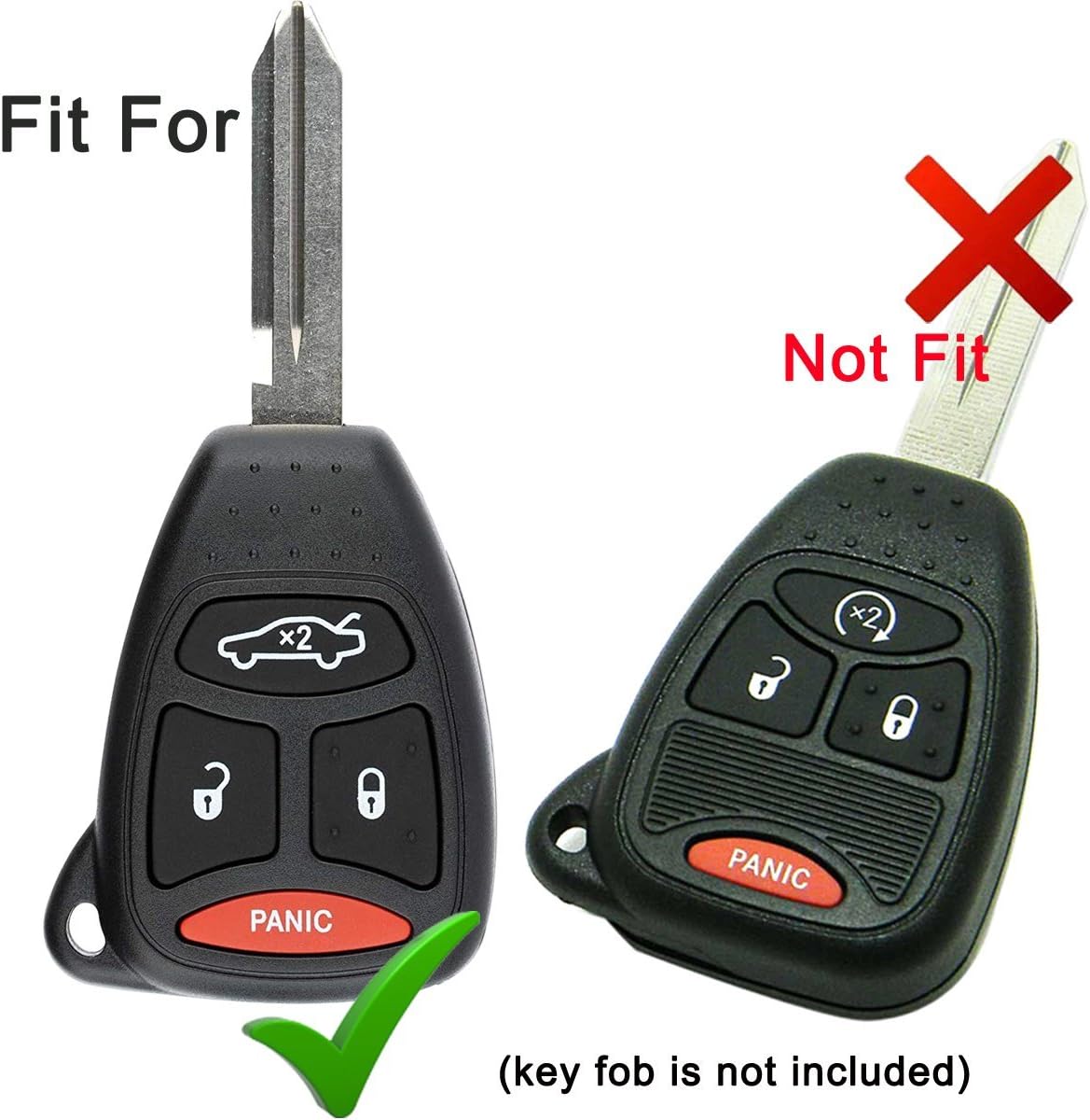 Key Fob Cover Keyless Remote Case Protector Accessories for Chrysler 200 300 PT Cruiser Dodge Charger Magnum Durango Jeep Grand Cherokee Commander Liberty OHT692427AA image 2