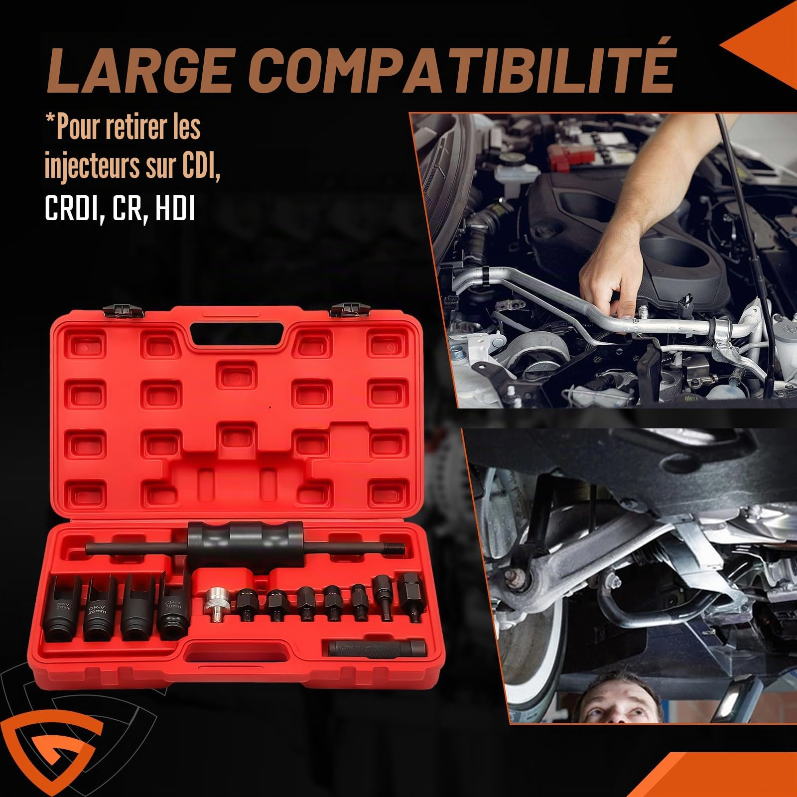 GEARMONSTER 14 pièces extracteur d'injecteur diesel CDI, ensemble d'outils d'extraction d'injecteur, extracteurs d'injecteurs de carburant