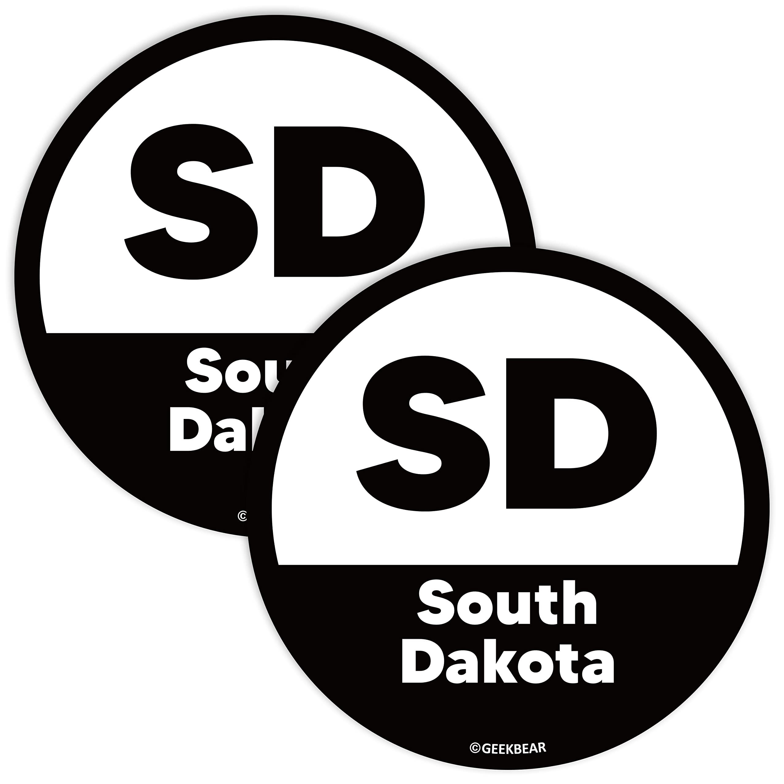 US State Car Magnet (South Dakota, 2 Pack) - 4.7" Circular Shape