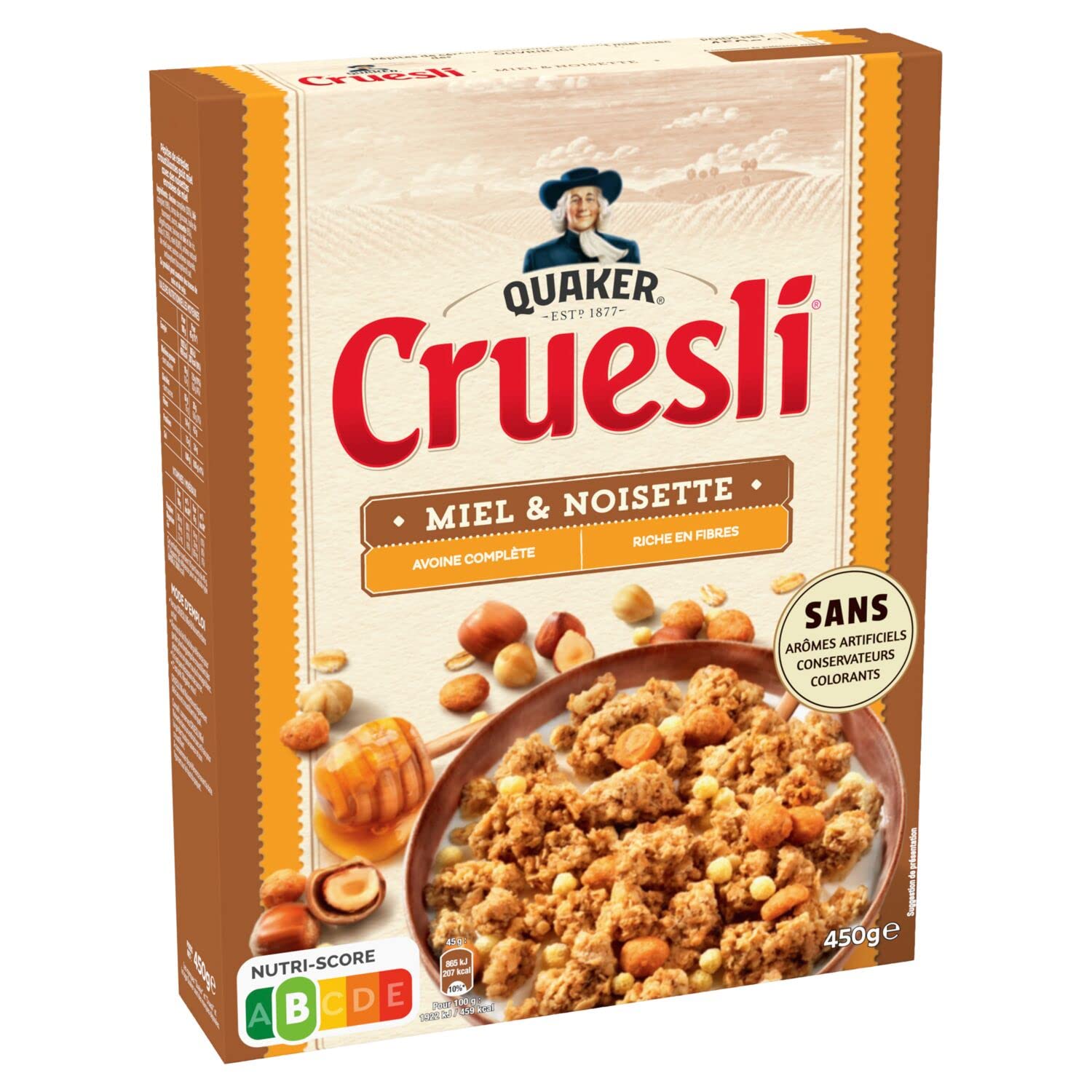 QUAKER Cruesli Céréales Miel et Noisette - Lot de 6x450g