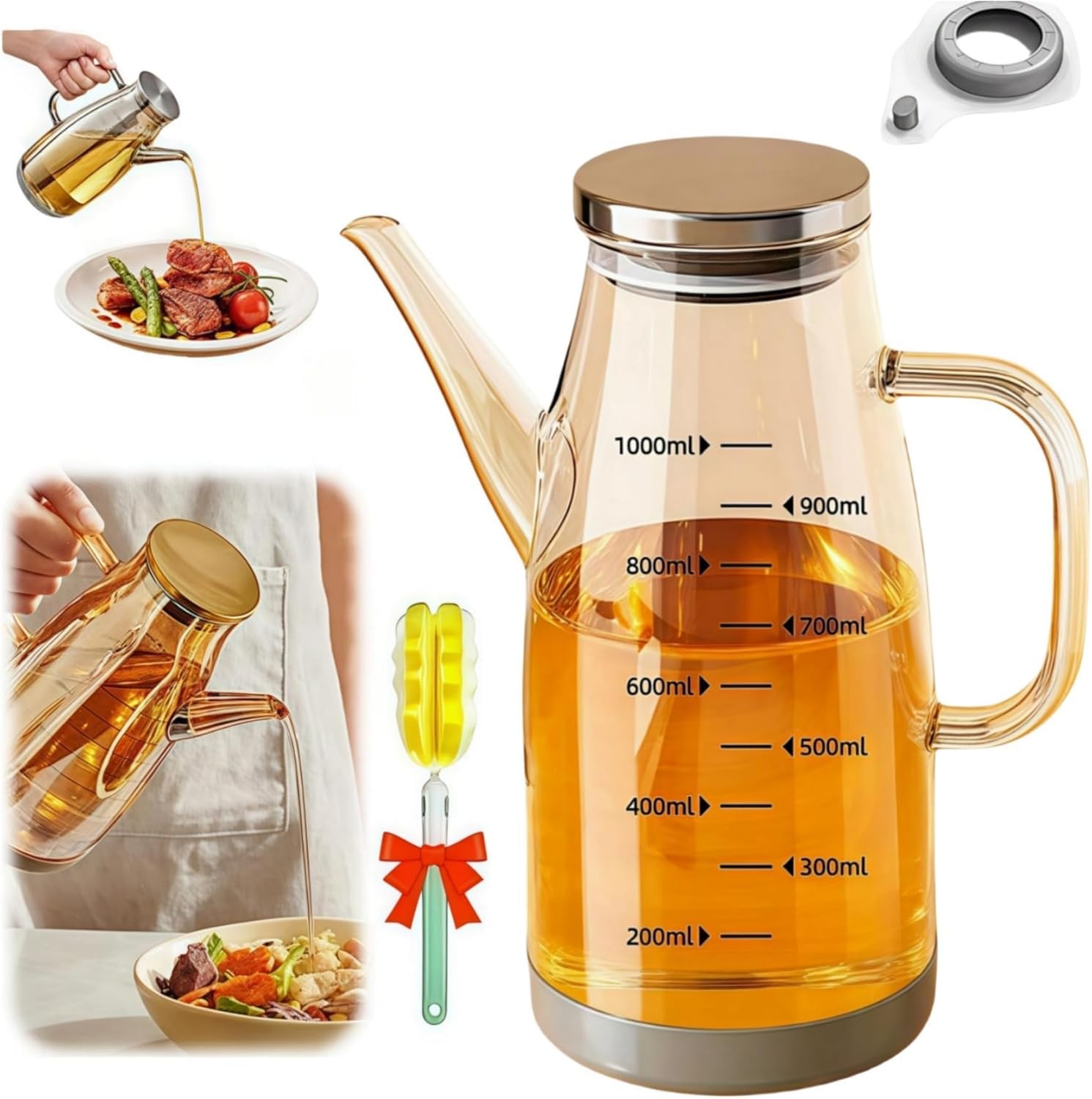 Oil Dispenser Bottle With Drip Free Spout,2025 New Oil Dispenser for Kitchen,Olive Oil Bottle,Vinegar Honey, it is Suitable for Cooking, Salad and