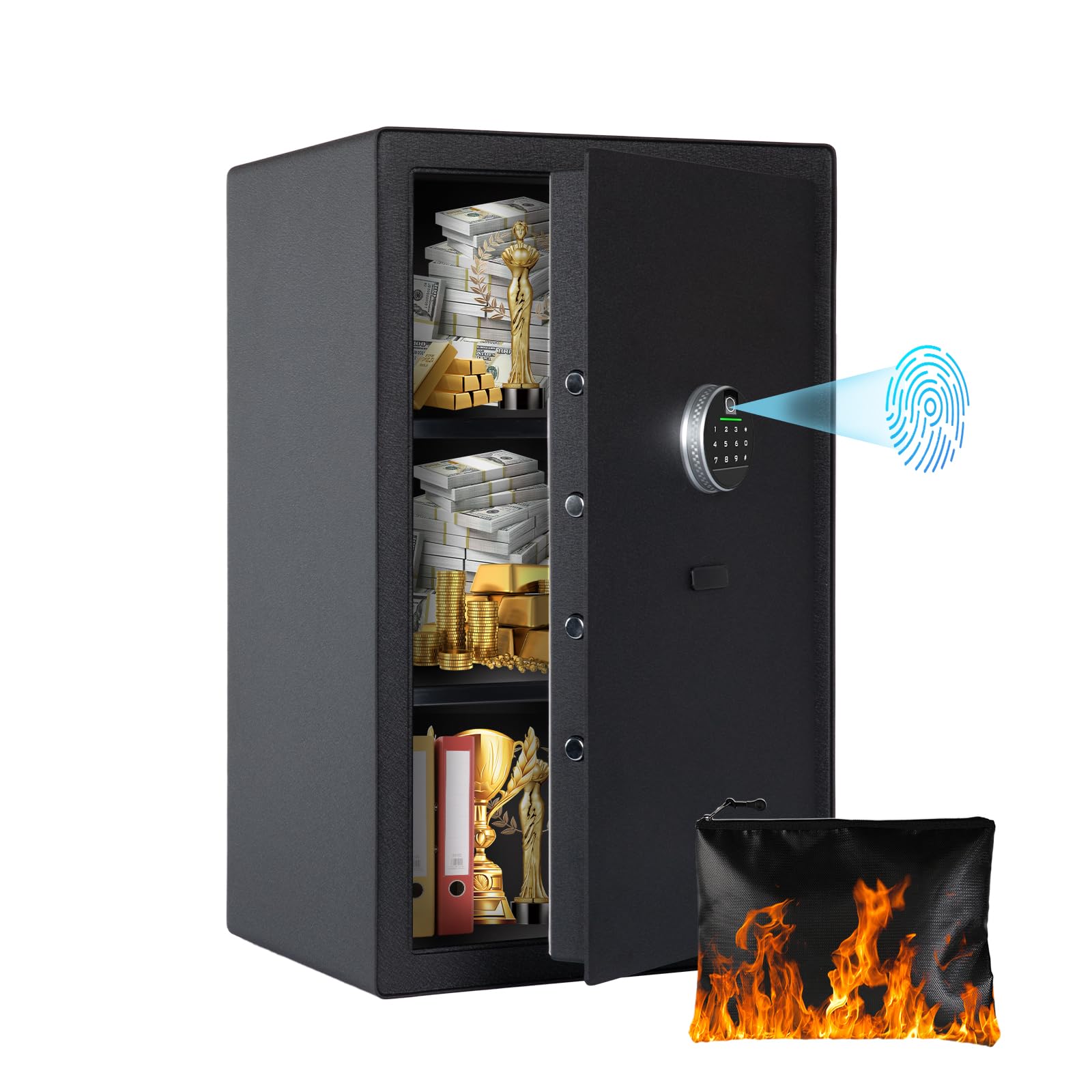 Photo 1 of 4.7 Cu.Ft.Biometric Home Safe Box with Removable Shelf, Black