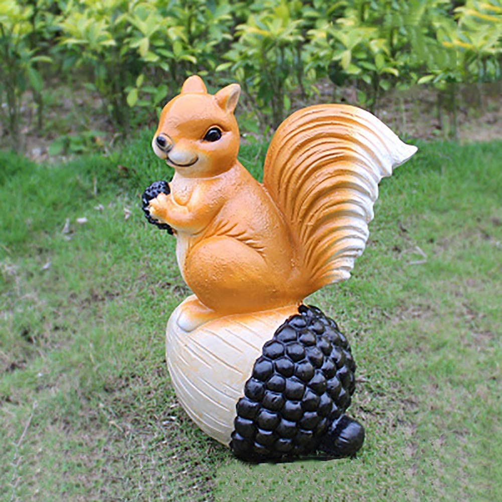 Garden Statue Animal Sculpture Outdoor Decor Gift Garden Decor Statues Tree Accessories Patio Yard Hand-Painted Outdoor Sculptures Hand Holding Realistic Animals Figure Statue(H,20x30x40cm(8x12x16inch