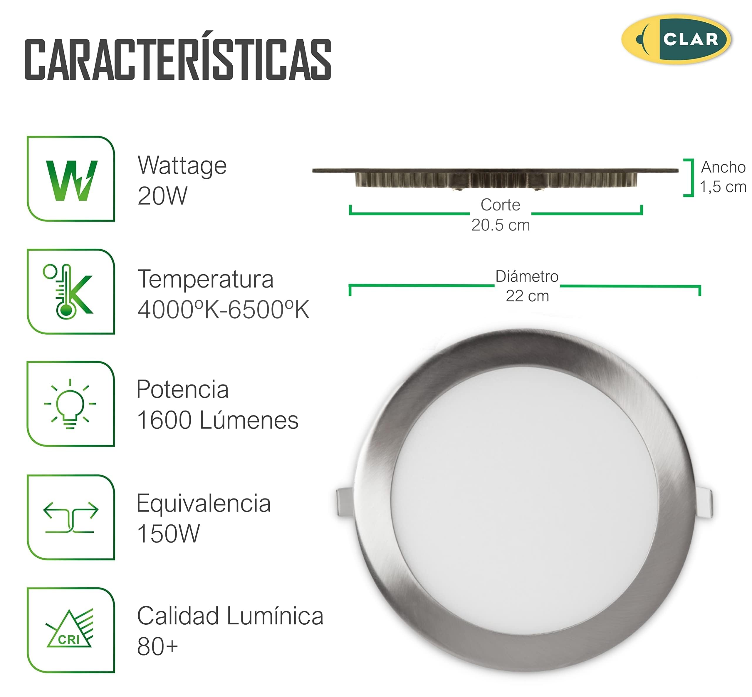 10 Faretti LED Da Incasso Per Cartongesso - 20W, 6500K, 1600 Lumen | Illuminazione Moderna E Efficiente