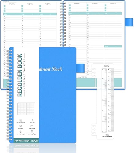 Miniatura 1 de Regolden-Book - Agenda semanal sin fecha, agenda diaria por hora con intervalo de 15 minutos, cubierta flexible, cuaderno de encuadernación en