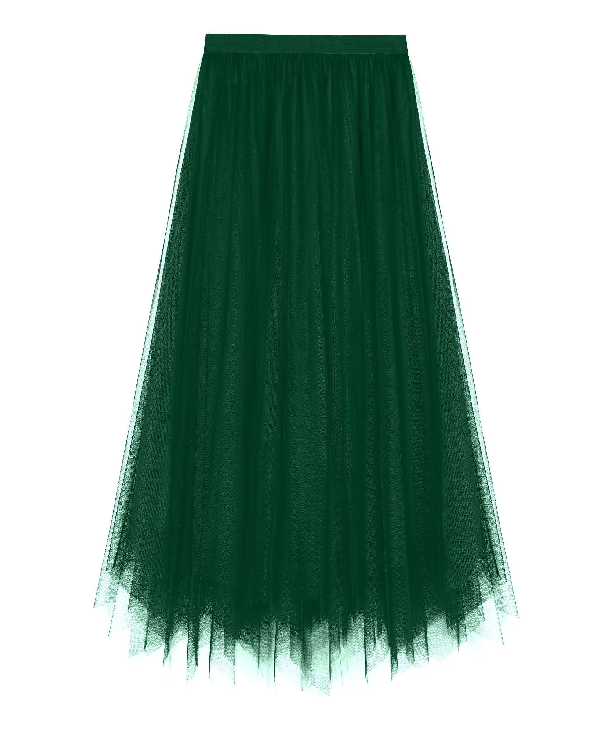 Kingfancy Womens Winter Skirts 2 Layered Tulle Tiered Long Skirts Elastic Waist A-Line Midi Skirts