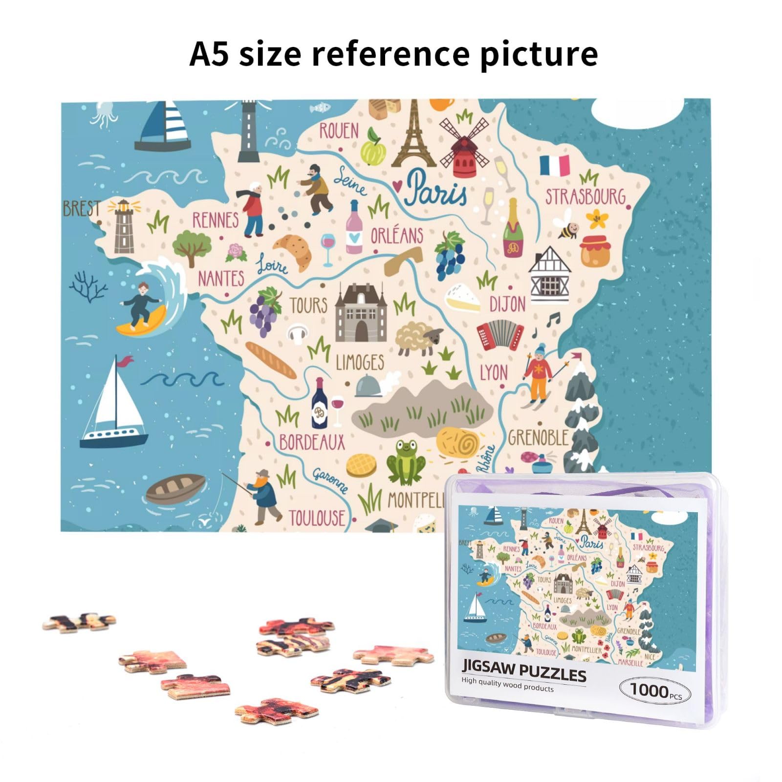 Amazon.co.jp: フランス 地図 マップ ジグソーパズル 1000ピース