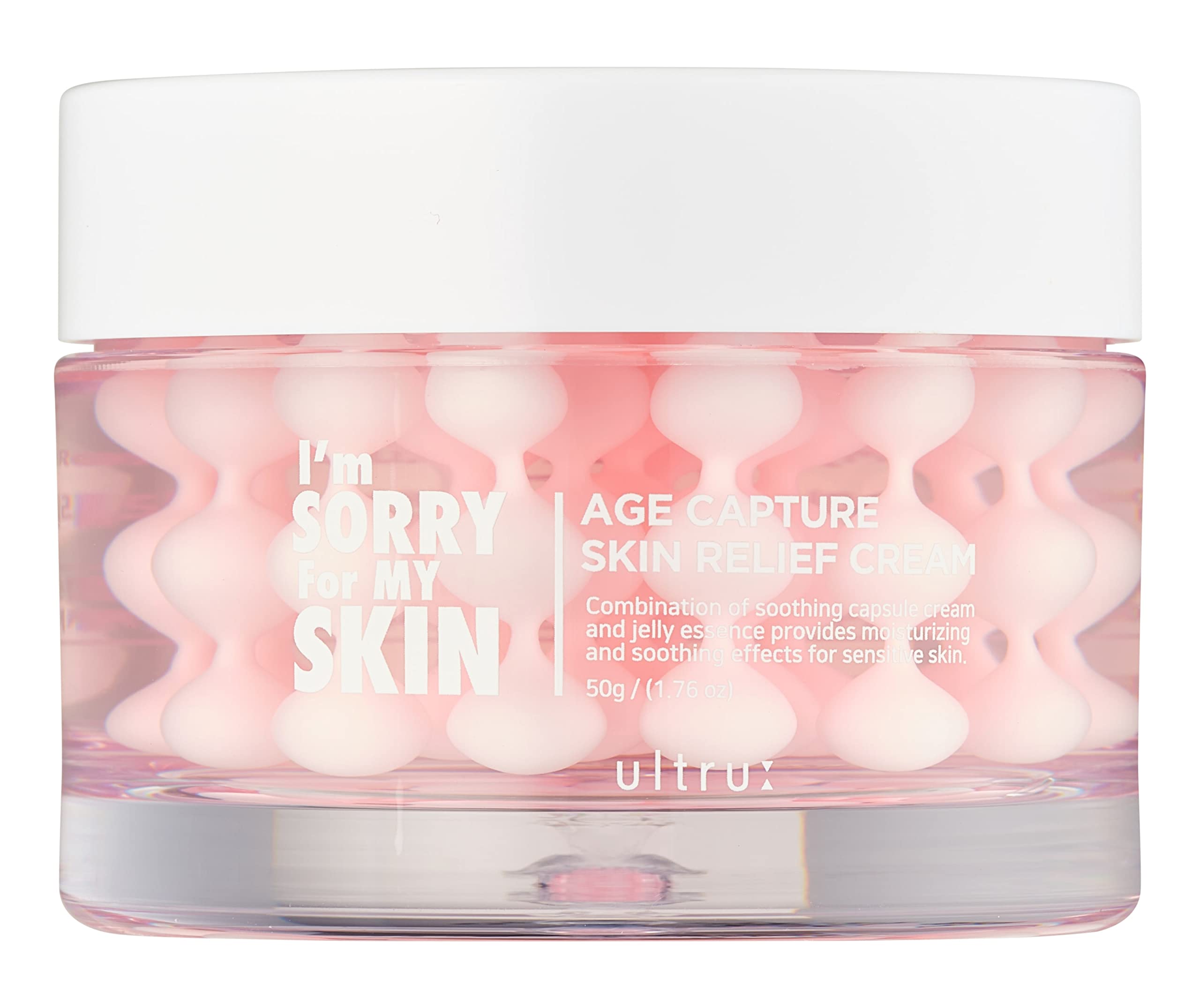 Age Capture Facial Cream, Korean Skin Care Moisturizer for Face and Neck with Hyaluronic Acid, Anti-Aging, Wrinkle Gel-Cream for Women (Pink - Skin Relief Cream, 1.76 oz)