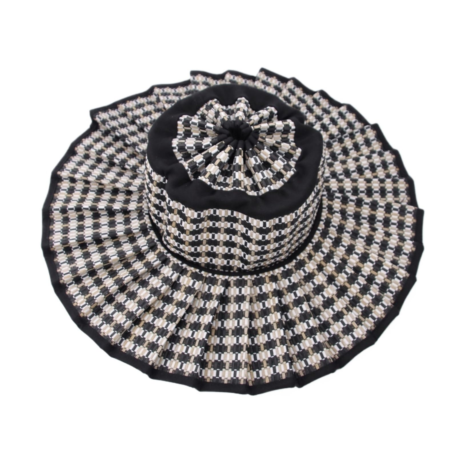 Cappello di Paglia Versatile da Donna: Pieghevole, Facile da trasportare, Protezione Solare, Design con Cinturino Plissettato per Primavera ed Estate