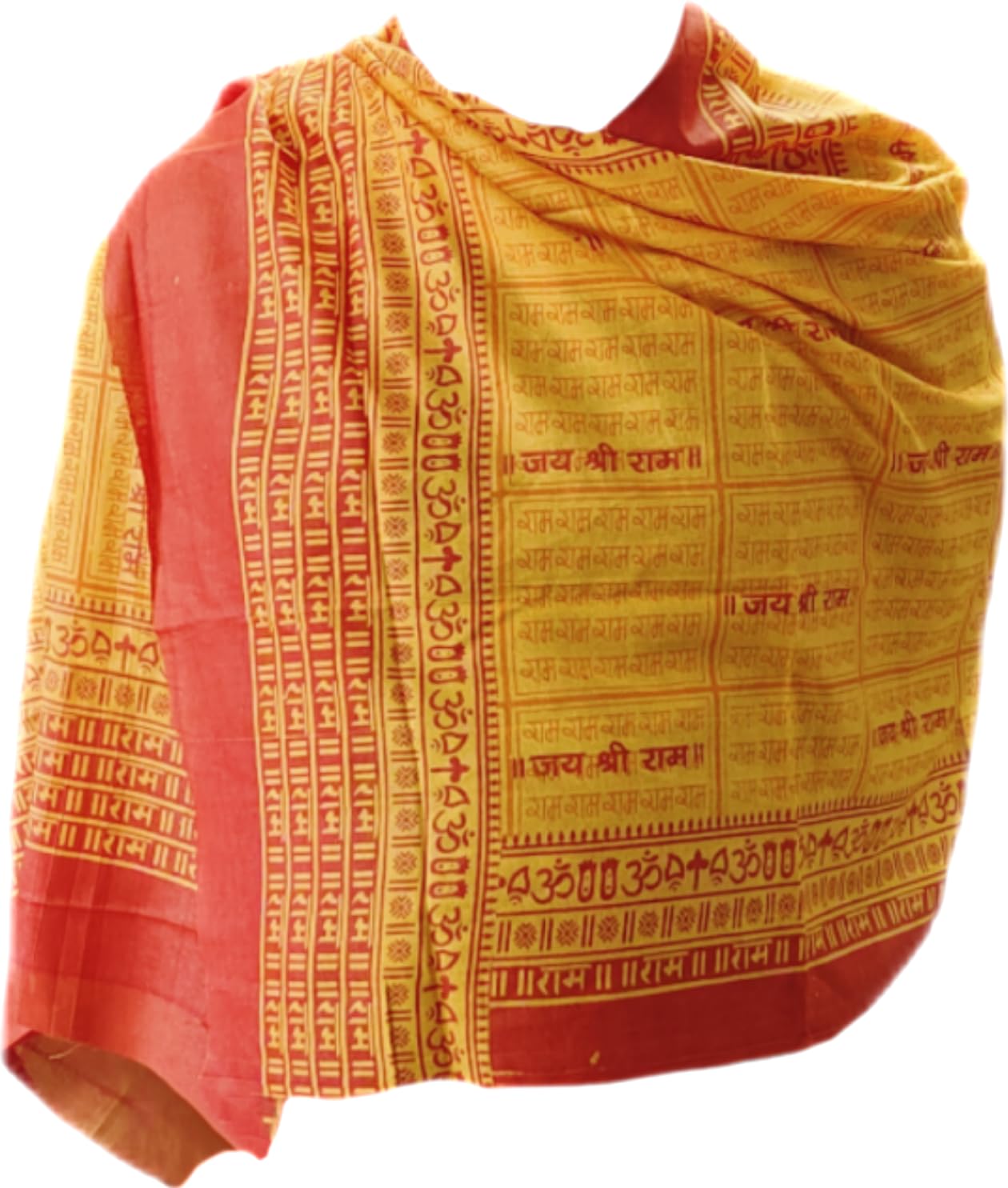 hope kart Jai Shree Ram Shawl with Ram Ram Name for God Prayer Pooja for Men Women, Cotton, Orange, 1.5 x 0.75 Meters, Pack of 1-picture-55
