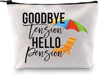 Retirement Gift Leaving Job Gift Farewell Gift Goodbye Tension Hello Pension Makeup Travel Bag for Retiree (Hello Pension Makeup CA)