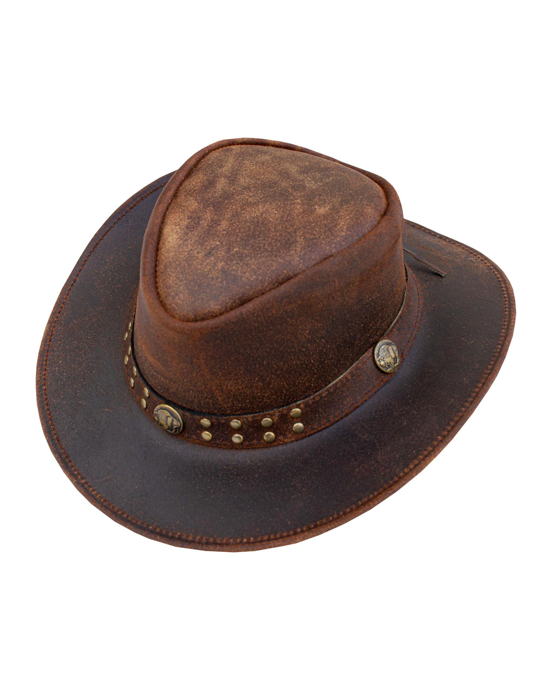GARGOYLE BELLS Genuine Leather Cowboy Western Hat