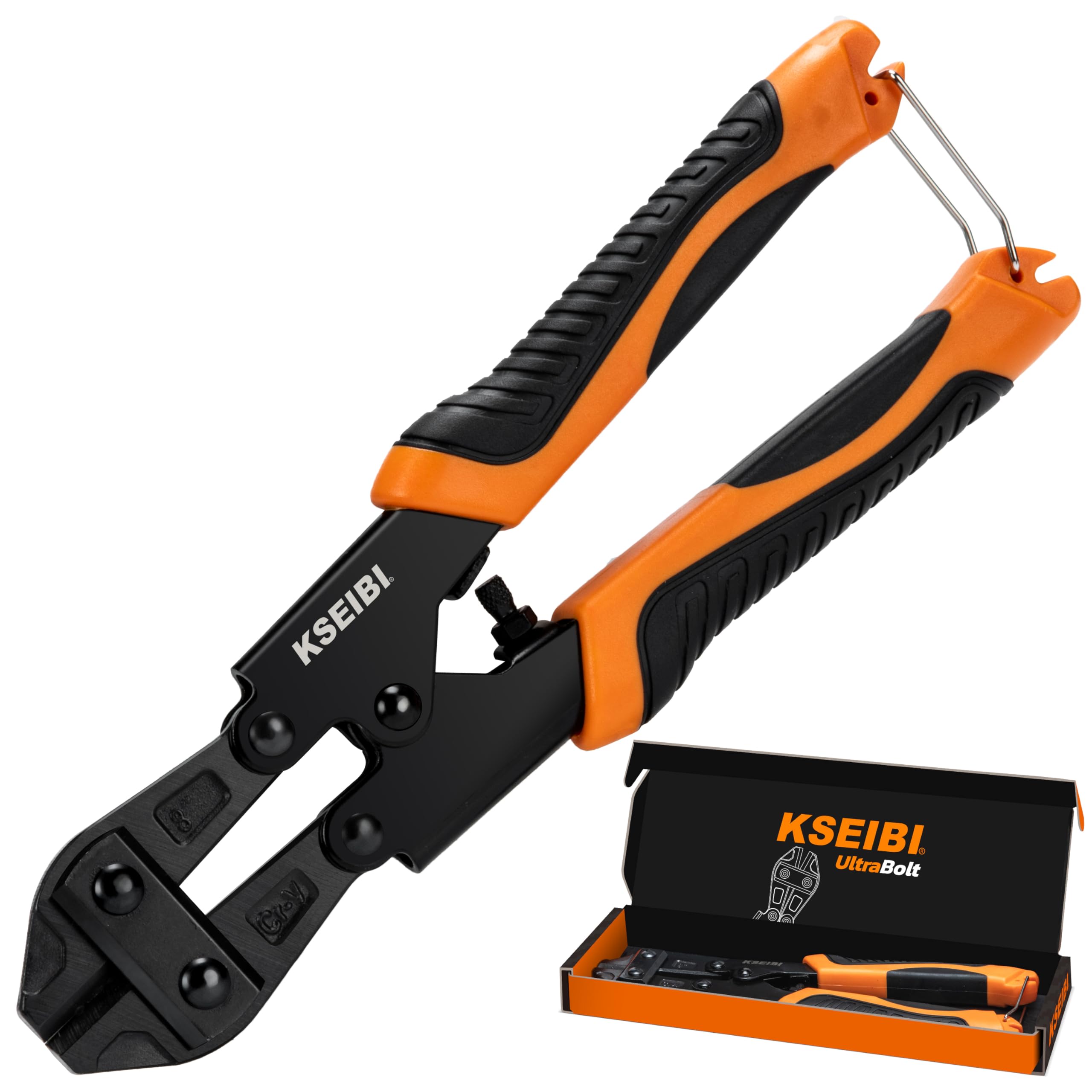 KSEIBI 141610 Mini cortadores de pernos de 8 pulgadas, con resorte, acero CR-V, borde de corte afilado, cortador de alambre, cortaúñas, operación con una mano, diseño pequeño y portátil con mango