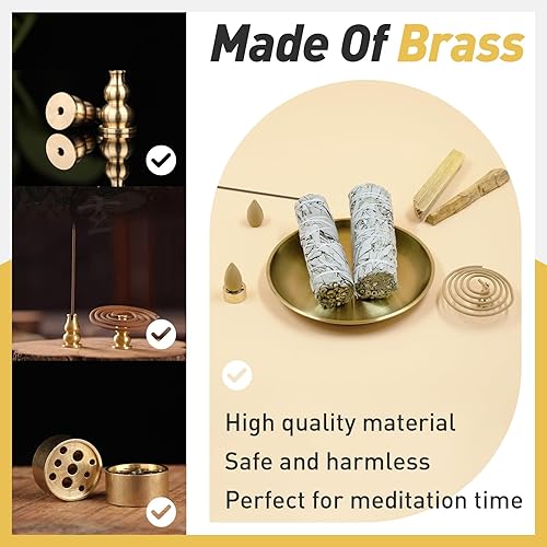 Miniatura 2 de Soporte para incienso de 5.5 pulgadas, quemador de incienso 5 en 1, soporte de Palo Santo, soporte de salvia, soporte de incienso para palosbobinas