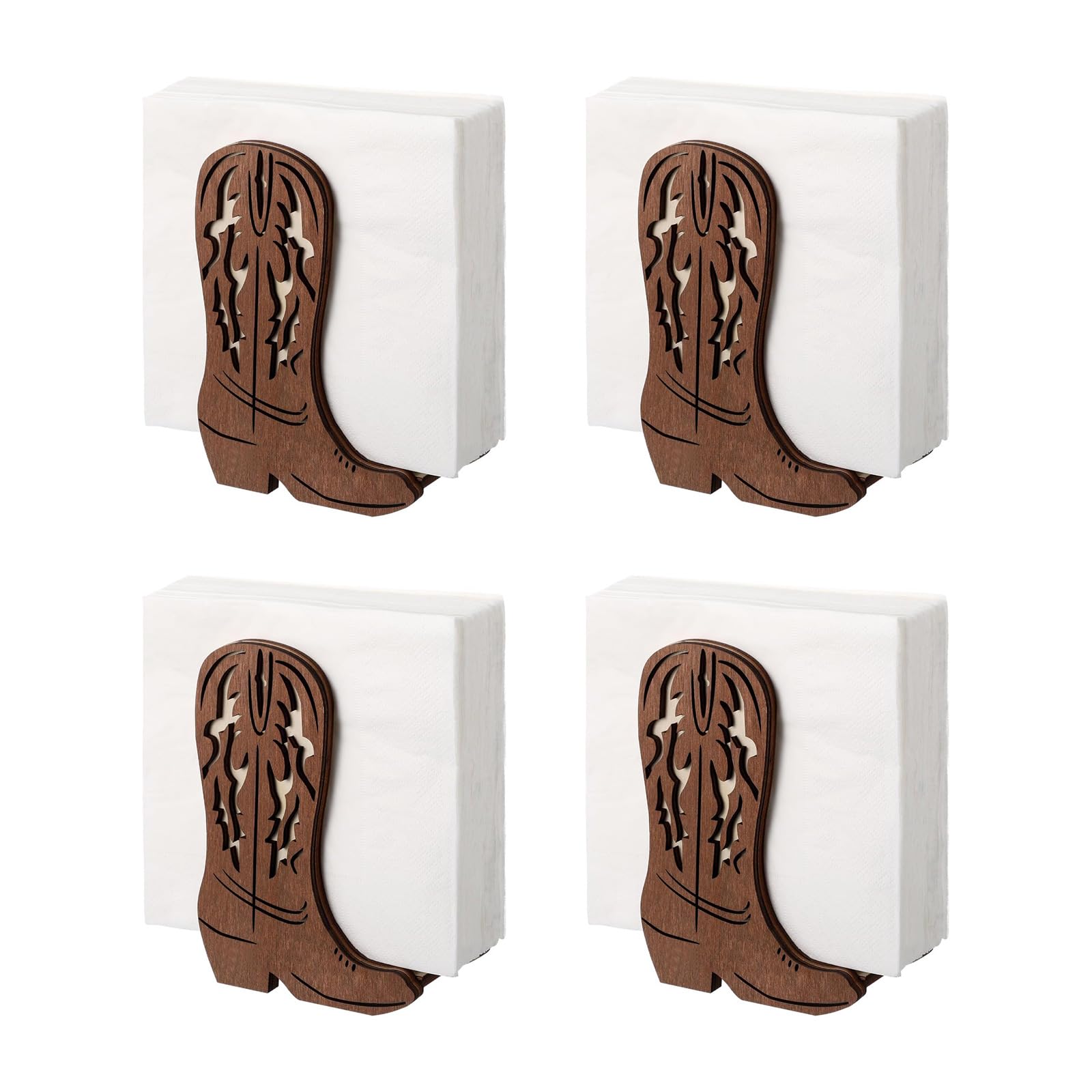Tfaoys C 3D Wooden Owboy Boot Napkin Holder Napkin Organizer For Western Themed Home Decor And Hristmas Party Table Setting Hristmas Table Decoration