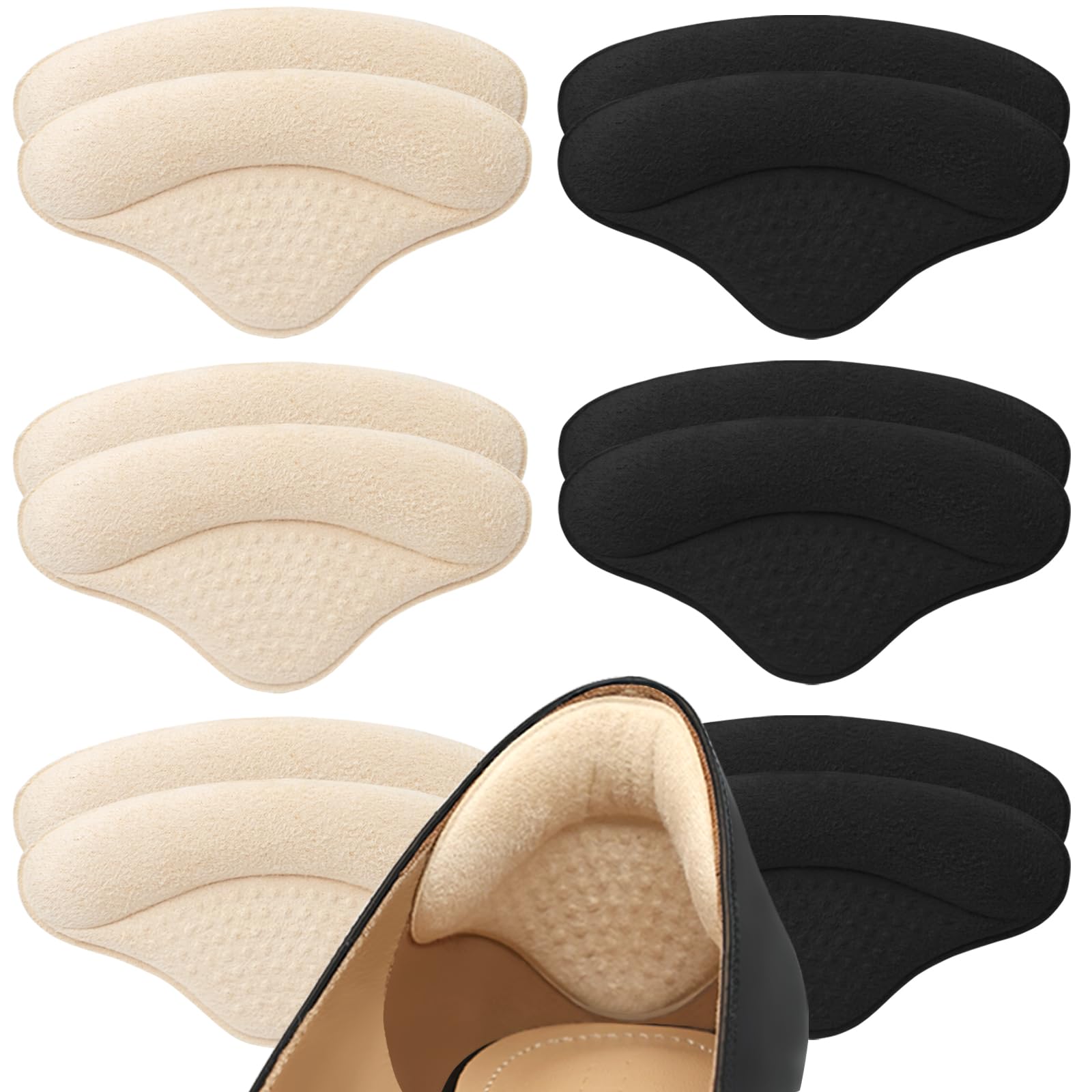 6 pairs heel pads heel grips liner for loose shoes heel cushion pads heel inserts for shoe too big men women- ultra soothing heel protectors for heel pain heel slipping blisters friction