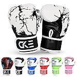 CKE Kids Boxing Gloves for Kids Boys Girls Junior Youth Toddlers Age 5-12 Years Training Boxing Gloves for Punching Bag Kickboxing Muay Thai (Black/White)