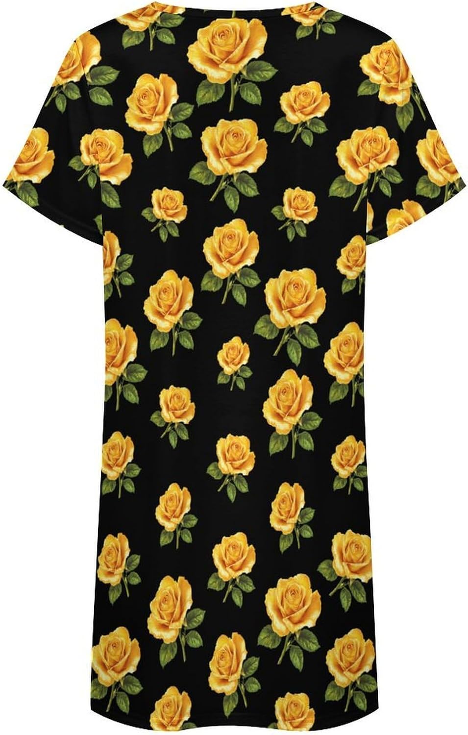 Yellow Rose Nightgowns for Women Short Sleeve Sleep Dress Casual Sleepshirt Night Gowns Pajamas