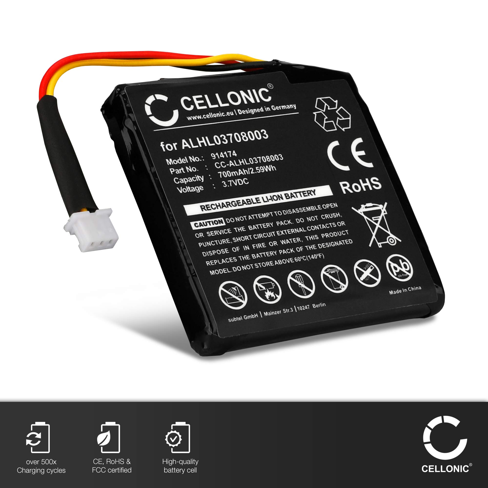 Batteria Sostitutiva 700mAh 3,7V Per TomTom Start 25, Star 25, Start 20 – Cellonic, Qualità Tedesca