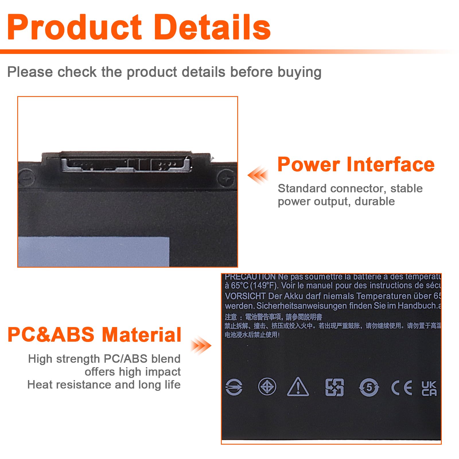 JIMACRO WDX0R Bateria kompatybilna z Dell Inspiron 13, 15, 5000, 7000, Series 5570, 7579, 7570, 7378, 5567, 7573, 5565, 5379, 5378, Latitude 3490, 3590, 3340, 3400, 333400, 333400, 33378, 78 39 0 390