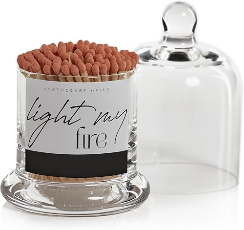 Miniatura 2 de Zodax Apothecary Guild Light My Fire Matches con cúpula de cristal, 3 pulgadas150 unidades, palo natural con punta naranja