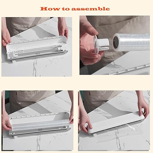 Miniatura 3 de Mount - Dispensador magnético de plástico recargable con cortador, cortador de película de envoltura de alimentos, dispensador de papel de aluminio