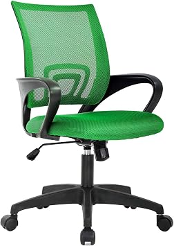 Home Office Chair Mesh Computer Desk Chairs with Lumbar Support Armrest Height Adjustable Mid Back Ergonomic Chair Rolling Swivel Task Chair for Women Adults, Green