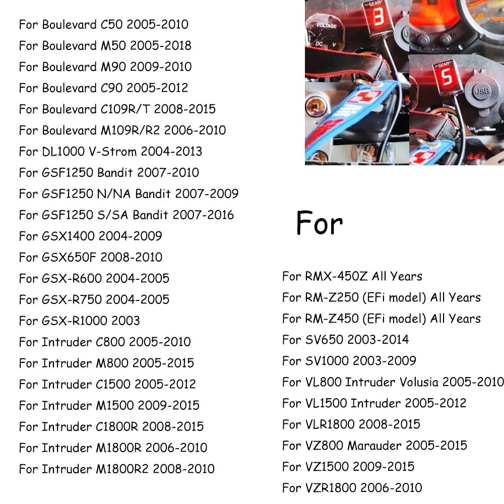 Wasserdicht LED Anzeige Kompatibel mit Suzuki Ganganzeige Motorrad ECU Stecker