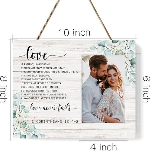 Miniatura 2 de IAXIC Regalos de boda para parejas, marco de fotos de aniversario de escritura religiosa, marcos de fotos rústicos, regalos cristianos para mujeres