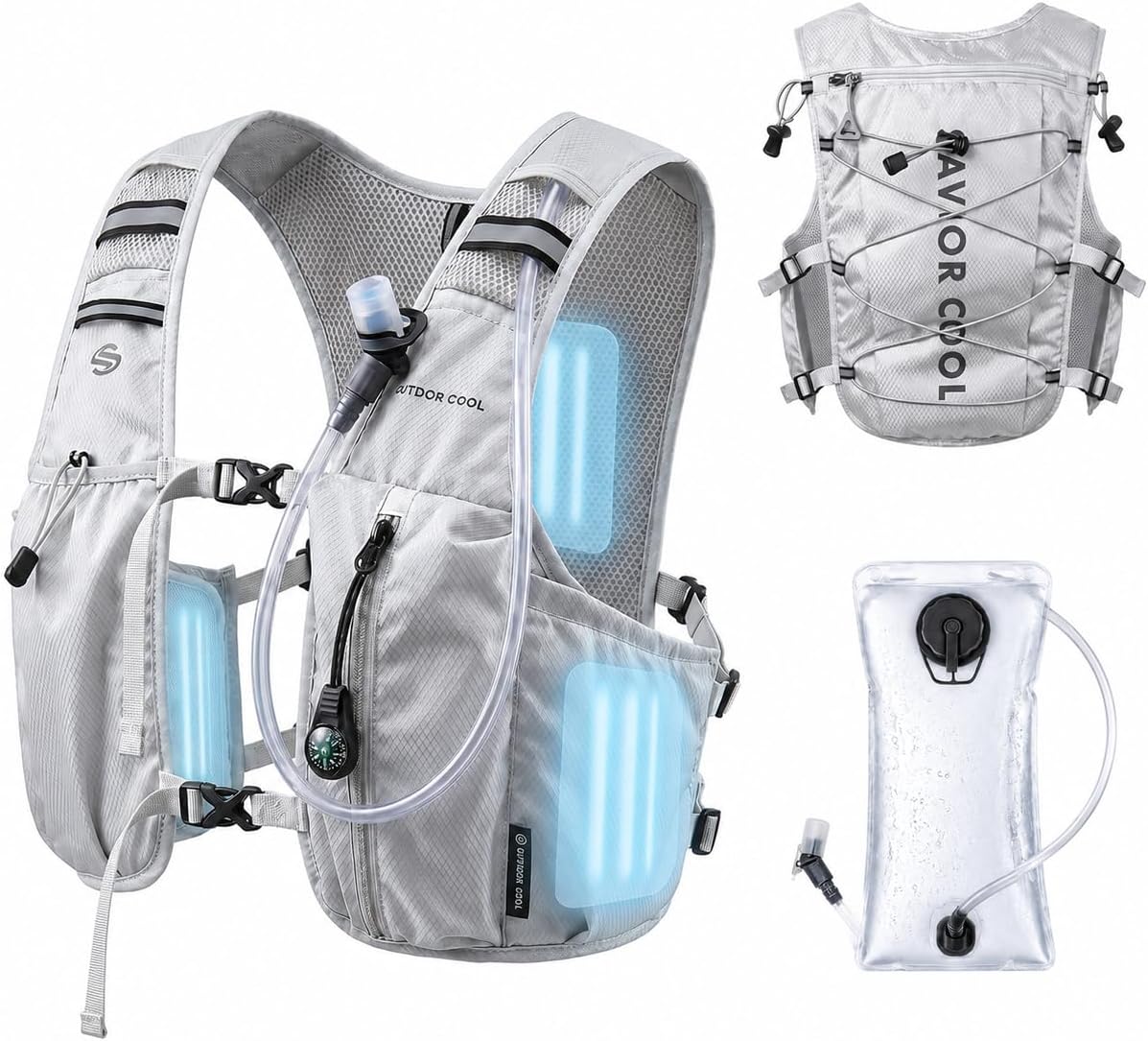 Cooling Hydration Backpack with 3 Removable Ice Packs, 2L BPA-Free Water Bladder, Adjustable Lightweight Outdoor Vest for Running, Trail Running, Hiking, Cycling, and Marathon Training