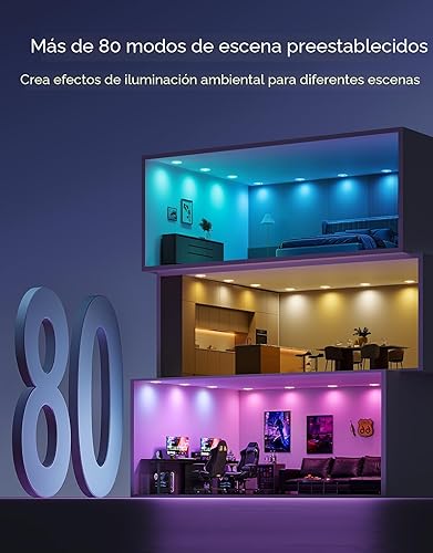 Miniatura 6 de Govee Matter RGBIC - Iluminación empotrable inteligente de 6 pulgadas, funciona con Alexa, Google Assistant, luz descendente regulable de 1100 lm