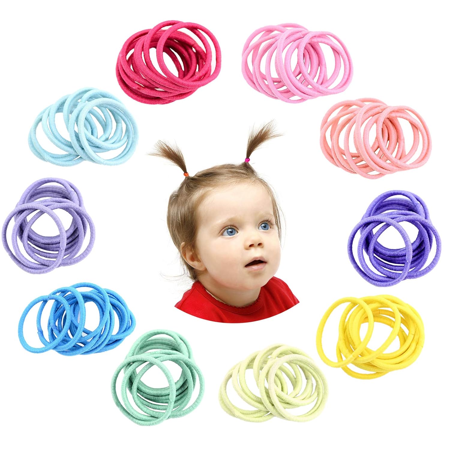 Hanyousheng 200 Stück Haargummis,Bunt Elastisch Haargummis,2mm Multicolor Haarbänder Nichtmetall, Pferdeschwanz Inhaber Haarzubehör für Kleine Mädchen Kinder