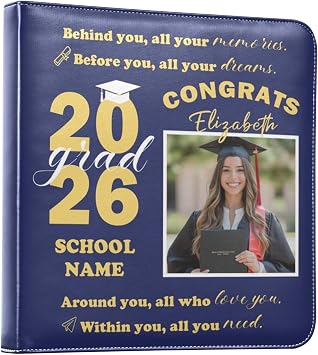 Custom Photo Album for Class of 2026 Graduation Gift, Personalized Picture Album for Senior High School College Graduates Customized 2026 Graduation Gift for Niece Nephew