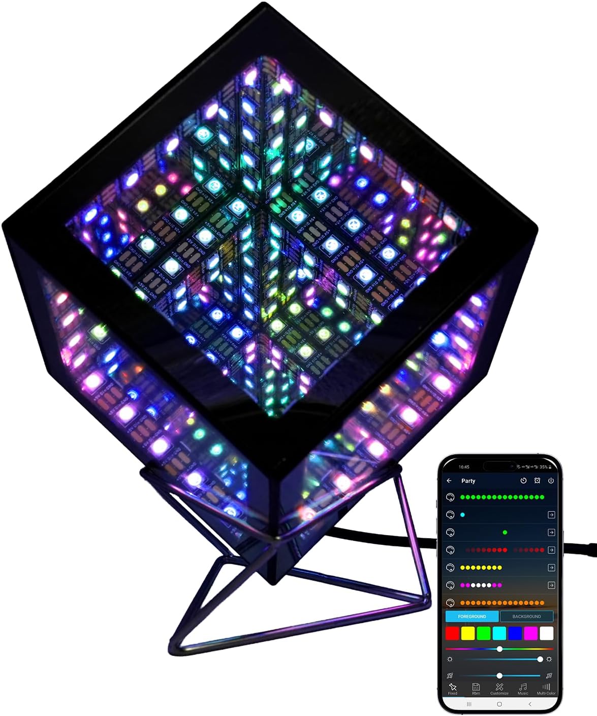 Infinity Hyper Cube LED Table Lamp, Color-Changing Music-Sync APP-Controlled Ambient Light for Gaming, Party, Home (6 Inchs)