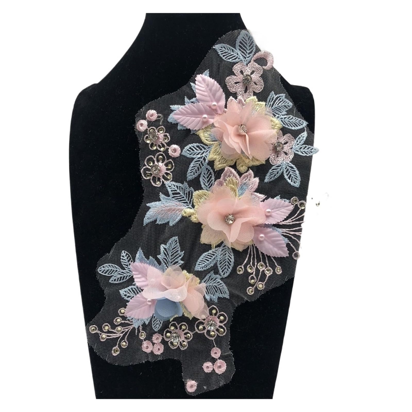 Patchs appliqués en dentelle brodée de fleurs mercerie loisirs créatifs pour customiser vêtement