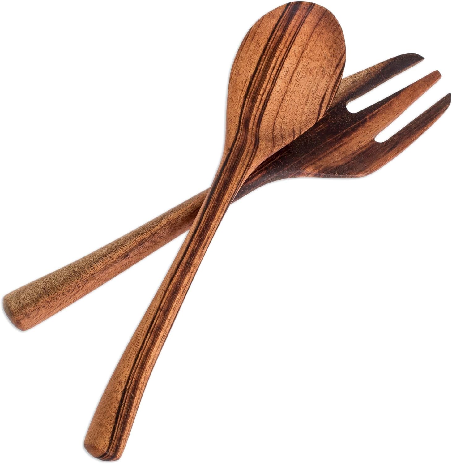 NOVICA Artisan Handmade Wood Salad Servers Food Safe Pair Brown Guatemala Tableware Serveware Serving Utensils Sustainable Eco Friendly Nat Geo Decor [ 10.75in L x 2.2in W] ' at The Table' Pair