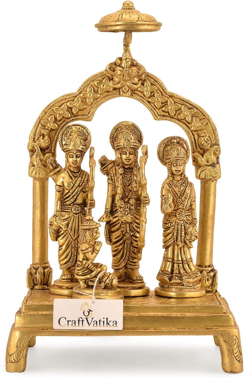 craftvatika Lord Ram Darbar Statue | God Sita Ram Sculpture With Hanuman & Laxman Gods | Religious Indian Art Statue