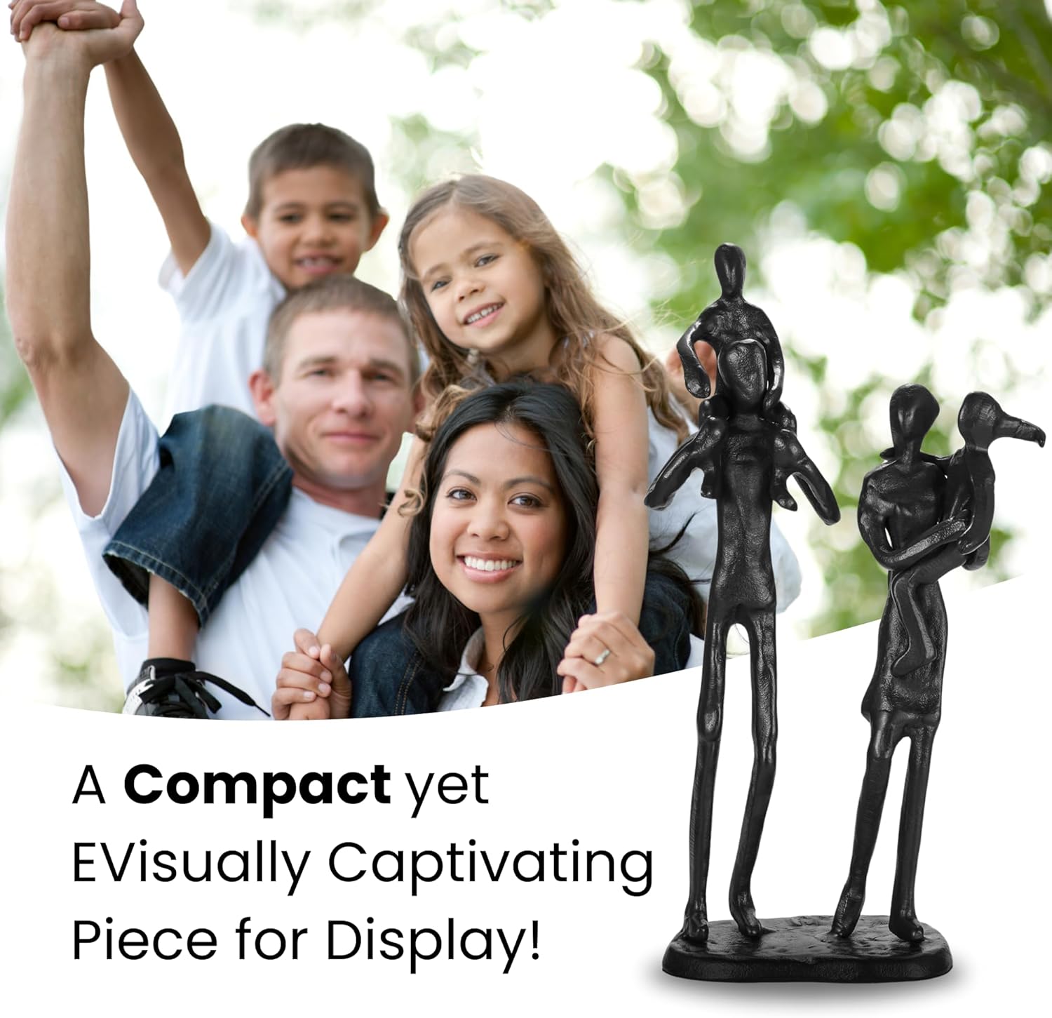 Rustic Family Figurines Family of Four Sculptures Parents and Kids Statues for Bedroom Décor Cast Iron Family Sculpture for Living Room Decor Gifts for Family Unique Art Piece Modern Home Décor - Image 6