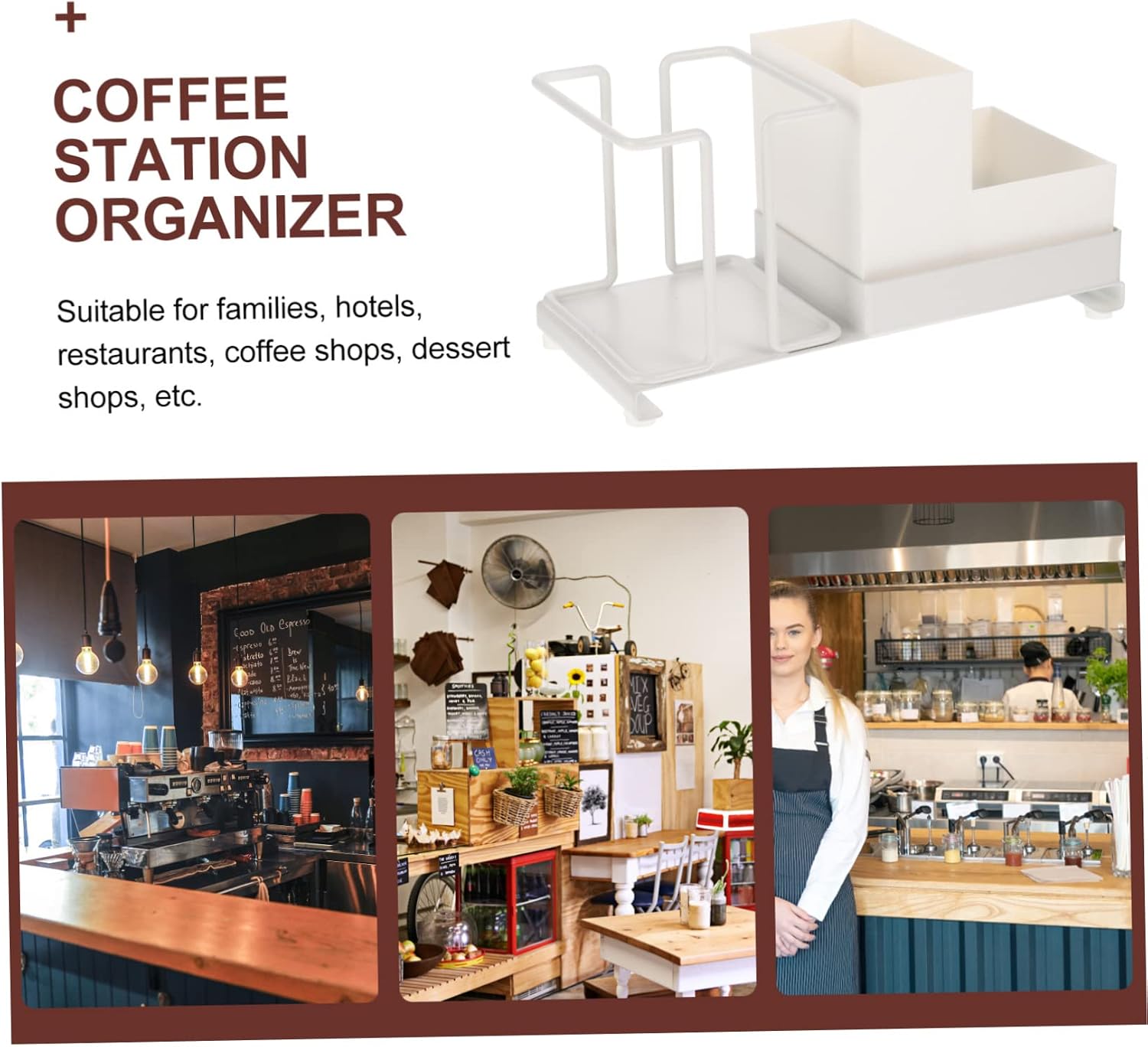 Coffee Station Organizer Cup Holder for Home Office Coffee Shops Multi Compartment Storage for Cups Tea Bags Sugar Packets Bar