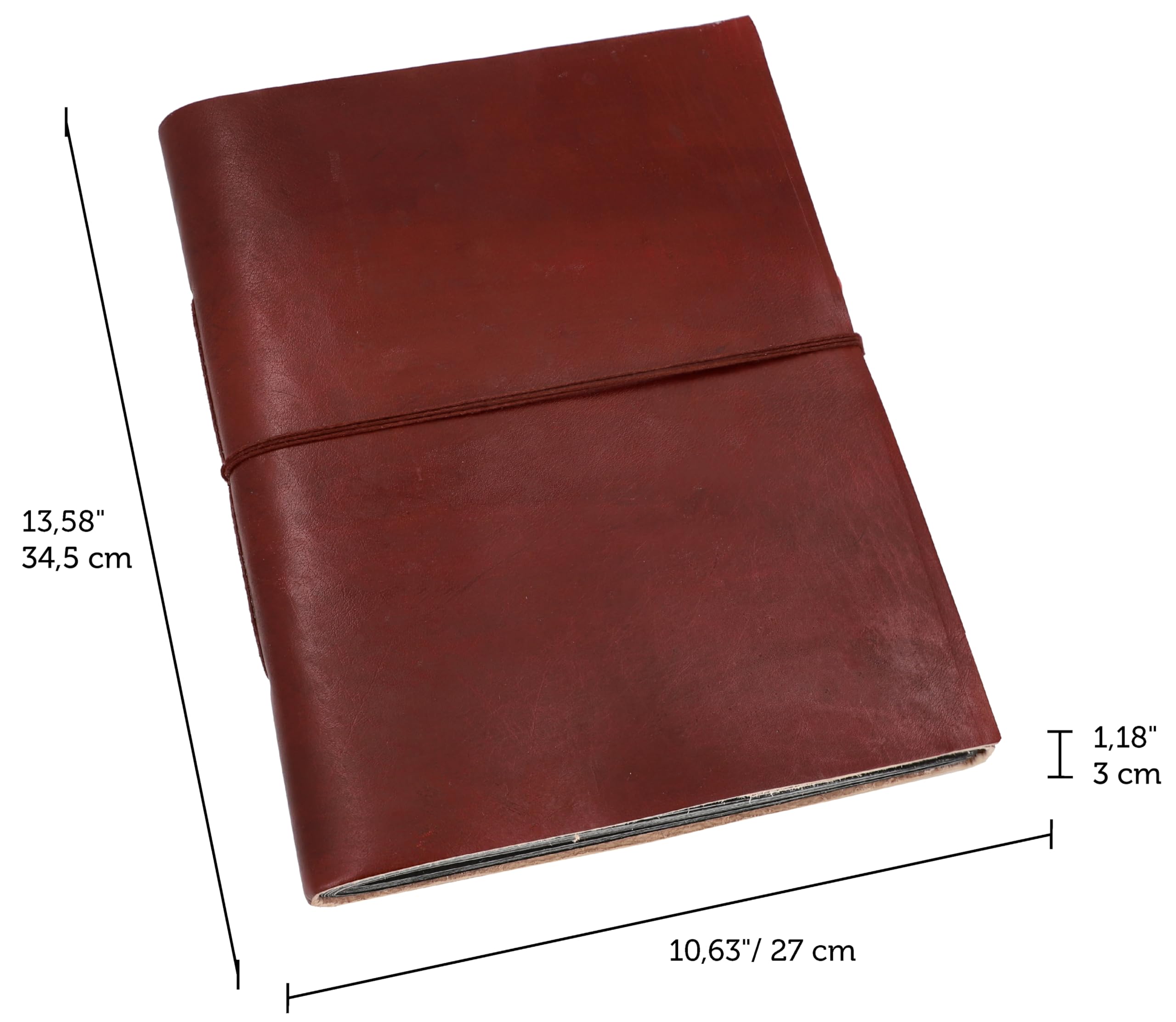 Gusti Fotoalbum Leder - Mila Ledereinband handgeschöpftes Papier Fotobuch Braun Leder
