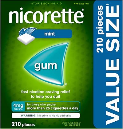 Nicorette 4mg Nicotine Gum Mint – Quit Smoking Aid, NRT, 210 Pieces