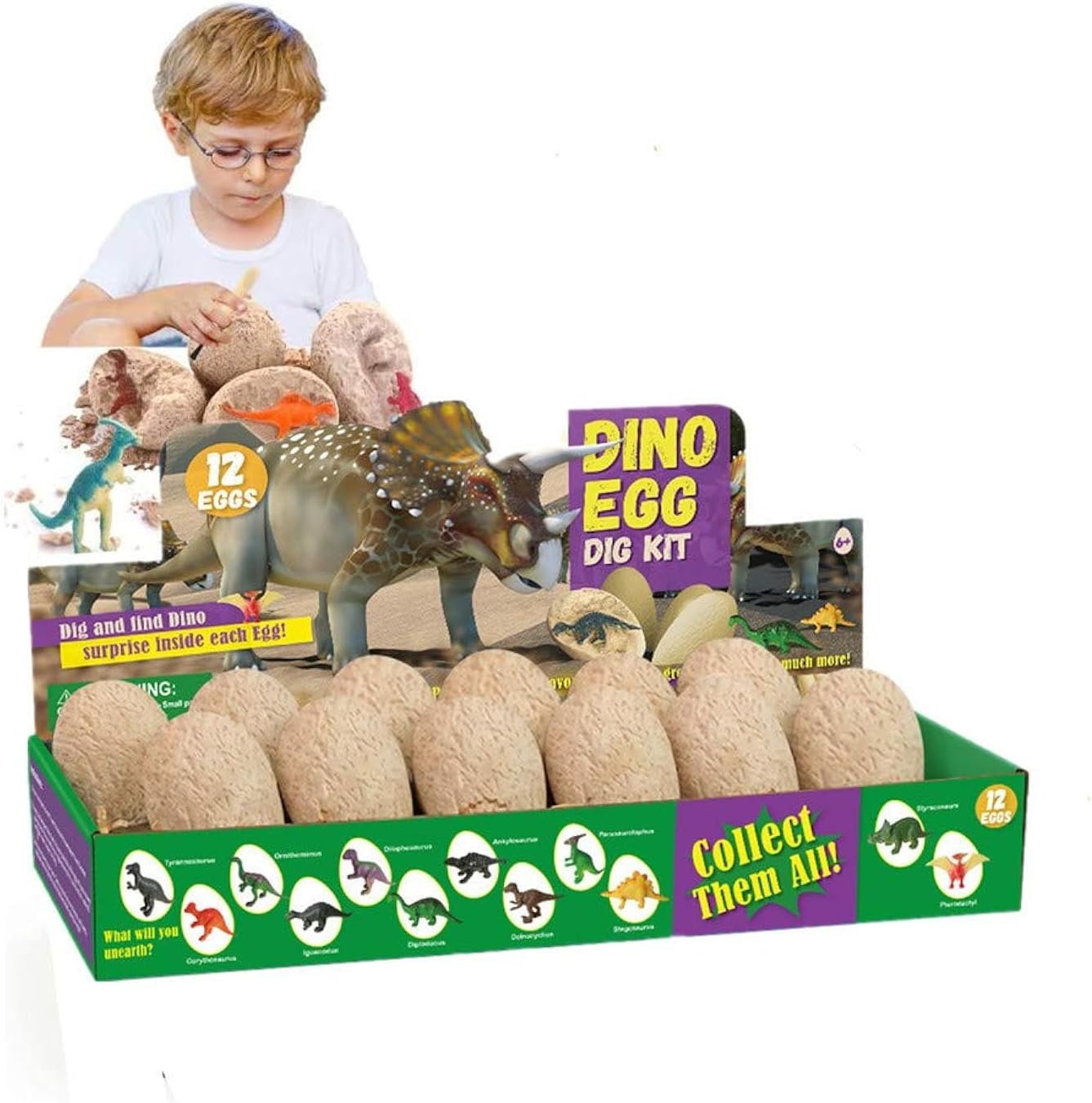 Gneric Dinosaur Eggs Dig Kit 12 Pack Discover Different Dinos Archaeology And Paleontology Toy Dino Egg Excavation Stem Toys For Boys Girls Kids Gift, Multiple, Awer23, Children One Size