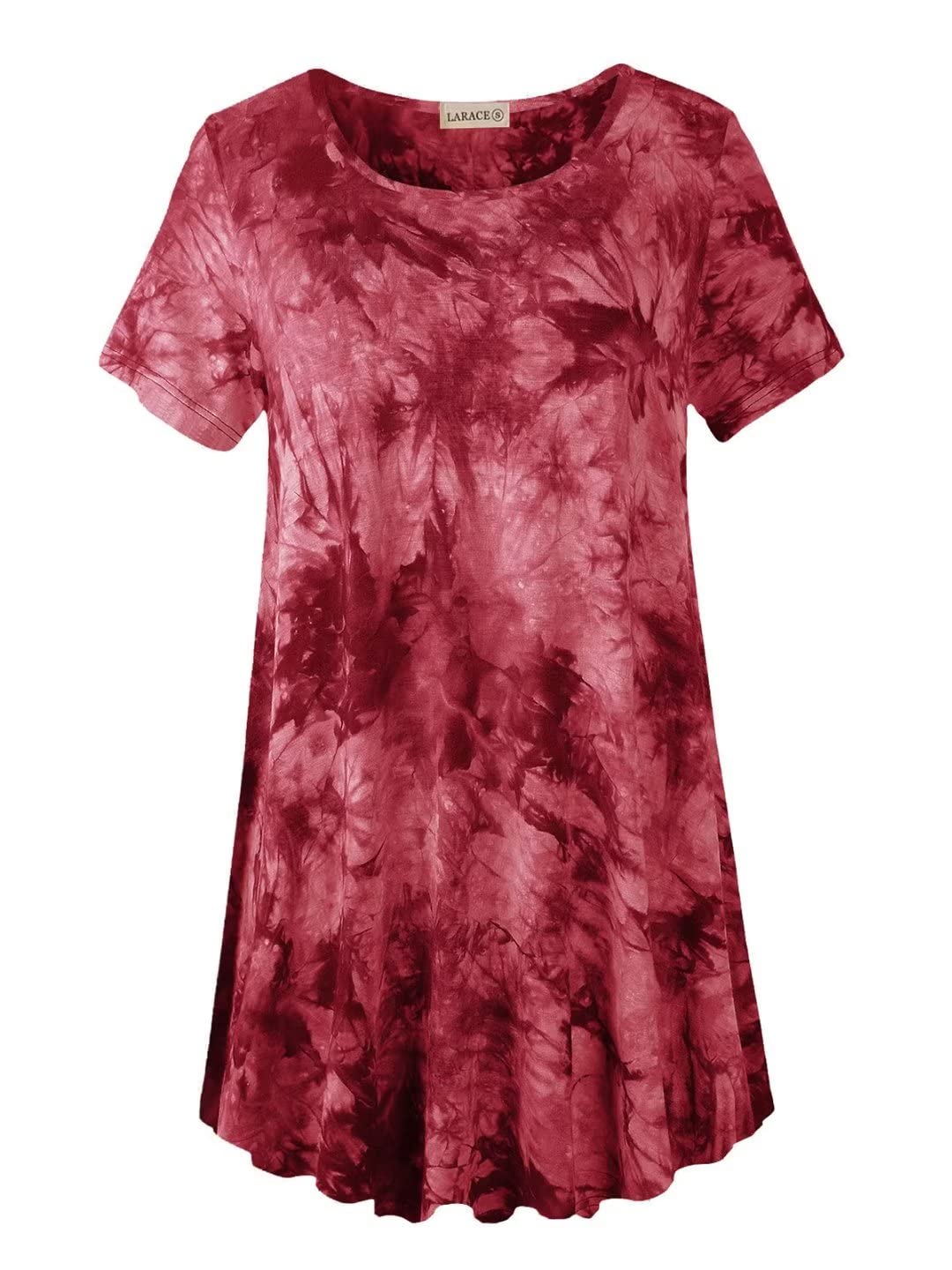 LARACE Plus Size Tops for Women Short Sleeve Shirts Casual Summer Clothes Round Neck Tunics for Leggings
