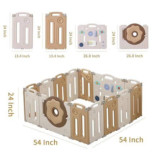 Miniatura 2 de Corralito plegable para bebés, corralito para bebés y niños pequeños, valla para bebés con panel de juego y puerta de seguridad, bolígrafos de juego