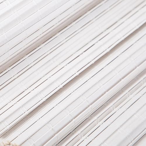 Miniatura 4 de Windowlady Persianas romanas de bambú, persianas de madera tejidas a medida, inalámbricas blancas, filtran la luz, cortinas de bambú natural para