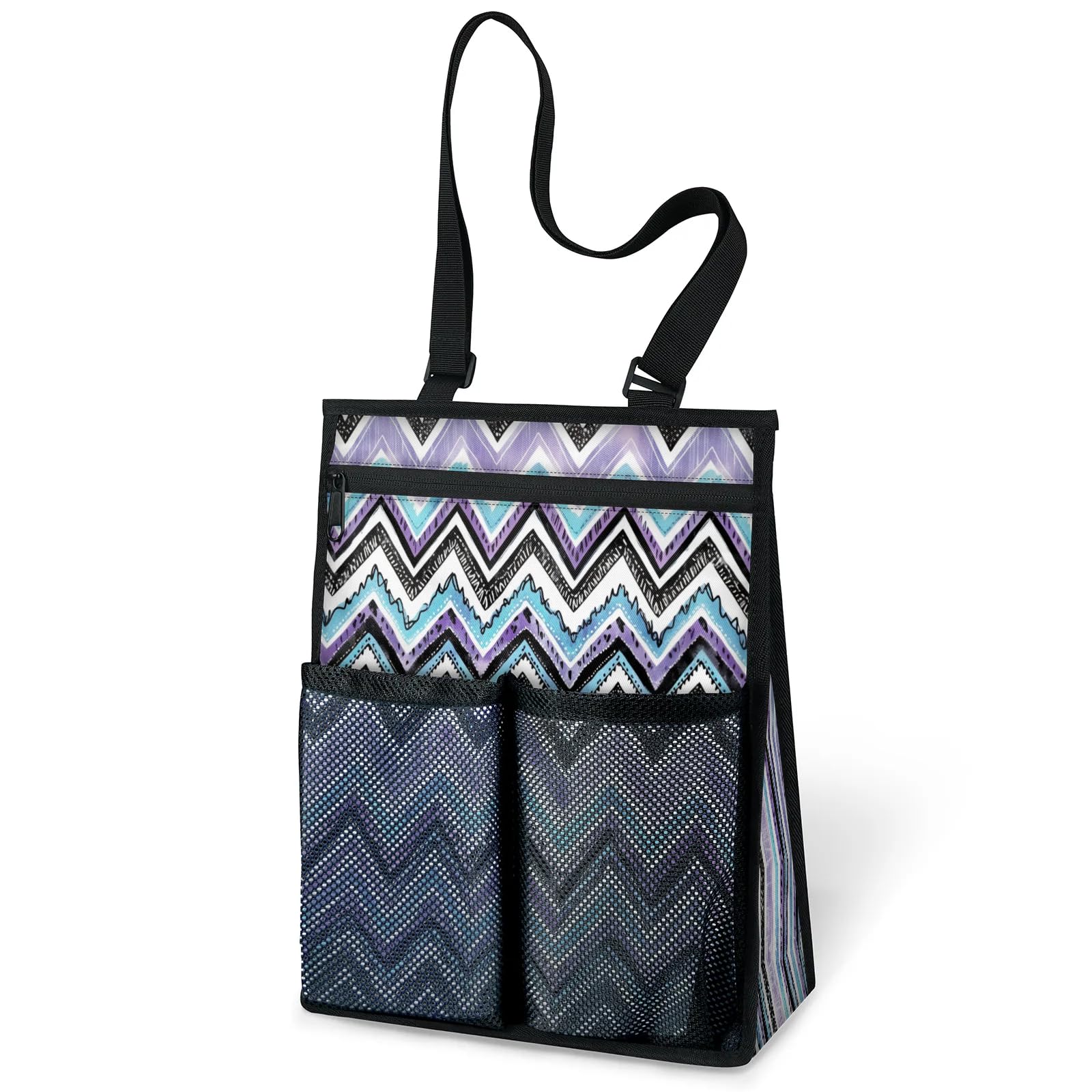 Ourtheme Boho Stripes Portable Shower Bag for Travel Gym Camp Beach Tote Shower Caddy Bags Hanging Toiletry Organizer