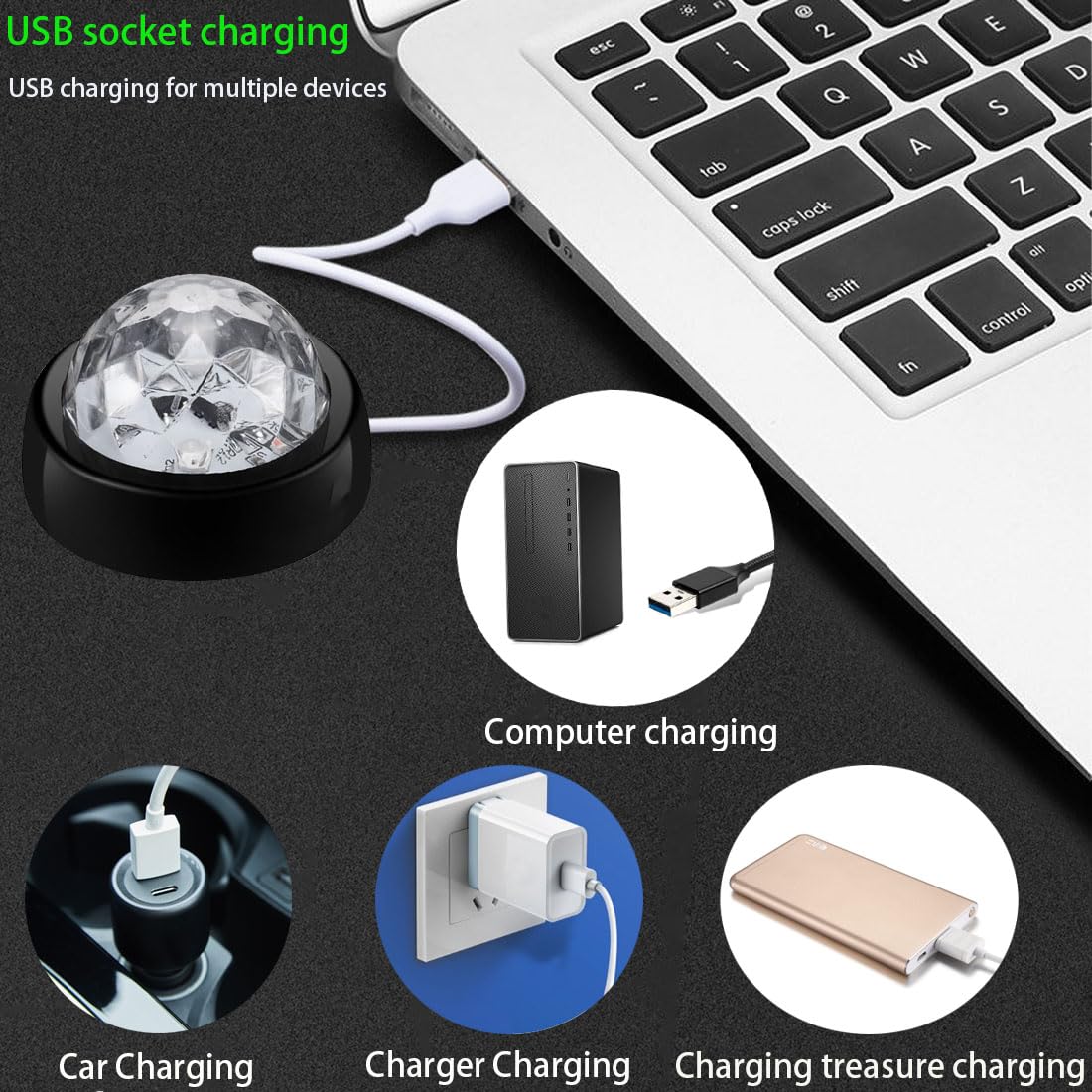 Boule à Disco LED Avec Haut-Parleur Bluetooth - Effets Lumière 7 Couleurs, Alimentation USB-C, Pour Fêtes - 9