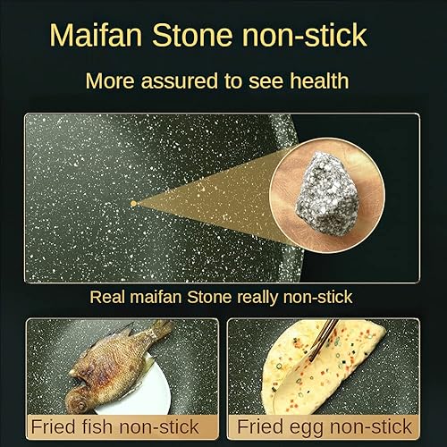 Miniatura 5 de JIAMEI - Sartén de cocina de 110in mango de aleación de aluminio tapa de vidrio cacerola antiadherente olla de inducción para panqueques sartén